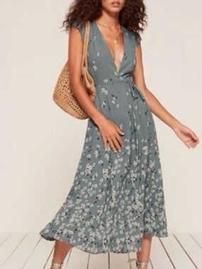 Reformation Teal Floral Maxi Dress